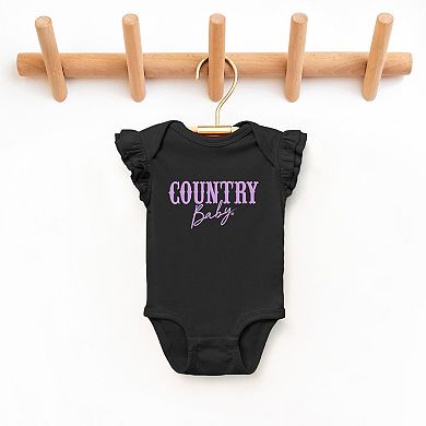 Country Baby Puff Print - Baby Flutter Sleeve Bodysuit