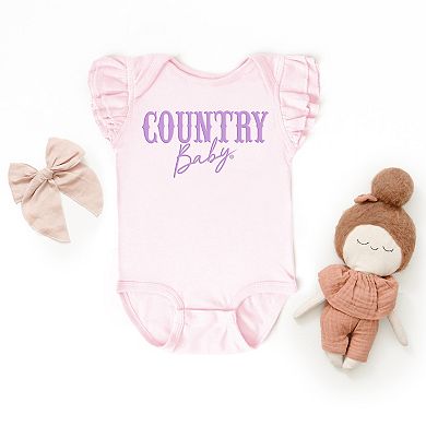 Country Baby Puff Print - Baby Flutter Sleeve Bodysuit