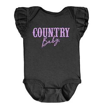 Country Baby Puff Print - Baby Flutter Sleeve Bodysuit