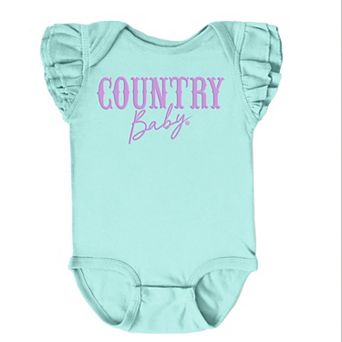 Country Baby Puff Print - Baby Flutter Sleeve Bodysuit