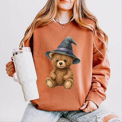 Watercolor Witchy Bear - Womens Lightweight Garment Dyed Sweatshirt