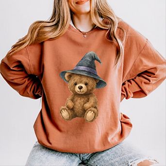 Watercolor Witchy Bear - Womens Lightweight Garment Dyed Sweatshirt