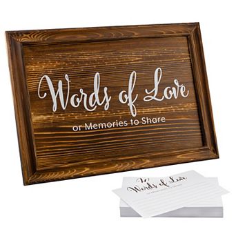 Wedding Guest Book Alternative; Wooden Sign with Note Cards & Display Base