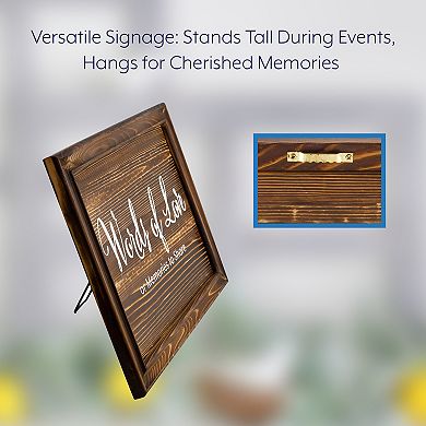 Wedding Guest Book Alternative; Wooden Sign with Note Cards & Display Base