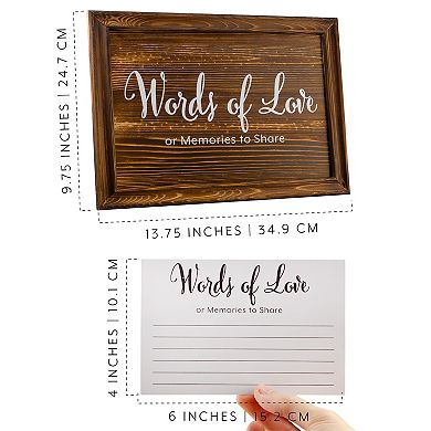 Wedding Guest Book Alternative; Wooden Sign with Note Cards & Display Base
