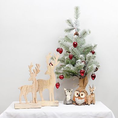 Christmas Wooden Reindeer Statues (Set of 2)