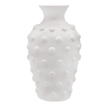 White Hobnail Vase; Vintage Milk Glass Look Ceramic Decor for Home or Events