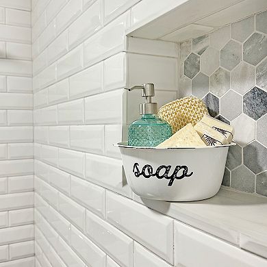 White Enamel Spa Basin Set, 3pc; Rustic Farmhouse Style Wash Basins