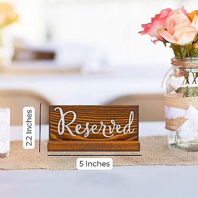 Wooden Reserved Table Signs with Holders, 6-Pack; Rustic Brown Event Sign Set