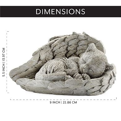 Angel Cat Memorial Statue; Resin Sleeping Cat Garden Bereavement Decor