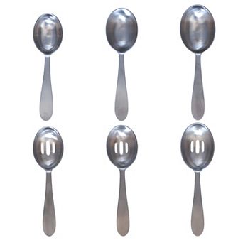 Portion Control Service Spoons, 6 pc Dining Set with Slotted and Solid Spoons