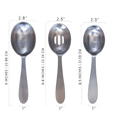 Portion Control Service Spoons, 6pc; Dining Set with Slotted and Solid Spoons