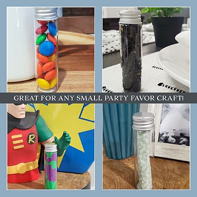 Party Favor Matches Jars, 24pk; Empty Glass Vials with Strike Stickers