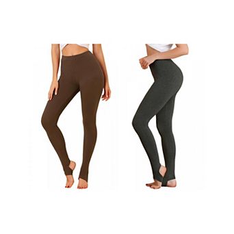 2 Packs Women's Solid Soft Elastic Waistband Gym Yoga Stirrup Pants