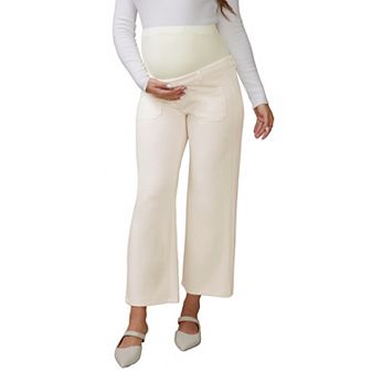 Women's Work Maternity Pants Business Stretchy Over the Belly Formal Pregnancy Trousers with Pockets