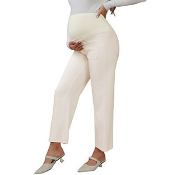 Women's Work Maternity Pants Business Stretchy Over the Belly Formal Pregnancy Trousers with Pockets