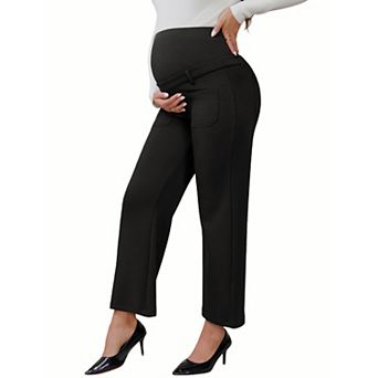 Women's Work Maternity Pants Business Stretchy Over the Belly Formal Pregnancy Trousers with Pockets