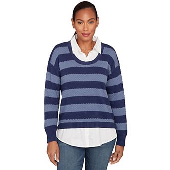 Hearts of Palm Plus Size The Blueprint Bi-Color Stripe Twofer Sweater