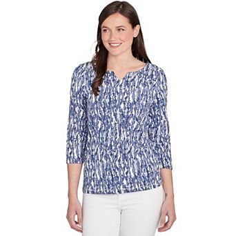 Hearts of Palm Women's Printed Essentials Printed Jersey 3/4 Sleeve Top