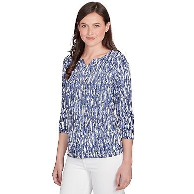 Hearts of Palm Women's Printed Essentials Printed Jersey 3/4 Sleeve Top