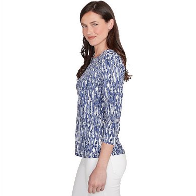 Hearts of Palm Women's Printed Essentials Printed Jersey 3/4 Sleeve Top