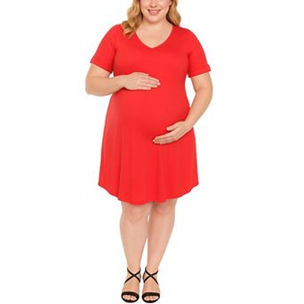 Women's V-Neck Maternity Swing Dress