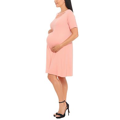 Women's Crisscross Neckline Maternity Dress with Pockets