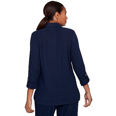 Hearts of Palm Women's The Blueprint Solid Textured Hatchi Henley Tunic