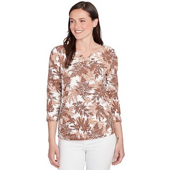 Hearts of Palm Women's Printed Essentials Printed Jersey 3/4 Sleeve Top