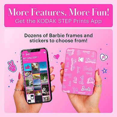 Barbie x Kodak Step Slim Wireless Instant Portable Photo Printer, 2x3" Full Color Photo Printer