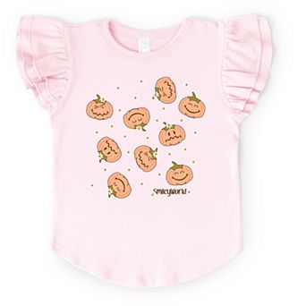 SmileyWorld Pumpkin Collage Daisies - Flutter Sleeve Graphic T-Shirt