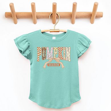 Pumpkin Season Patterns - Flutter Sleeve Graphic T-Shirt
