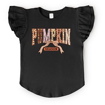 Pumpkin Season Patterns - Flutter Sleeve Graphic T-Shirt