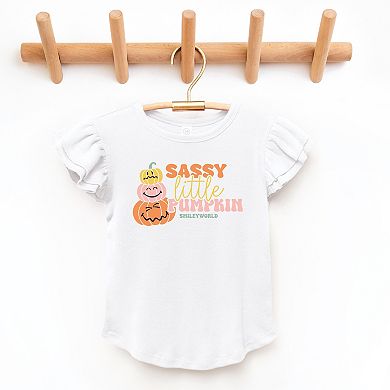 SmileyWorld Sassy Little Pumpkin - Flutter Sleeve Graphic T-Shirt