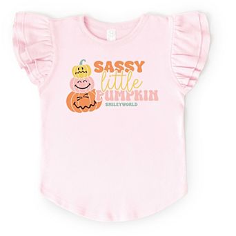 SmileyWorld Sassy Little Pumpkin - Flutter Sleeve Graphic T-Shirt