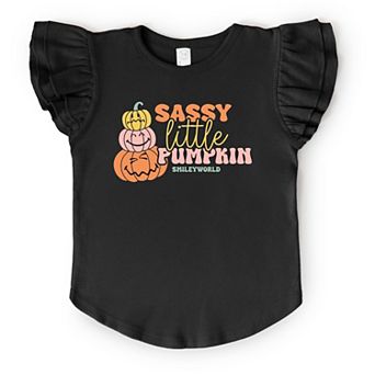 SmileyWorld Sassy Little Pumpkin - Flutter Sleeve Graphic T-Shirt