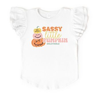 SmileyWorld Sassy Little Pumpkin - Flutter Sleeve Graphic T-Shirt