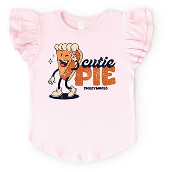 SmileyWorld Cutie Pie Pumpkin Pie - Flutter Sleeve Graphic T-Shirt