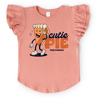 SmileyWorld Cutie Pie Pumpkin Pie - Flutter Sleeve Graphic T-Shirt