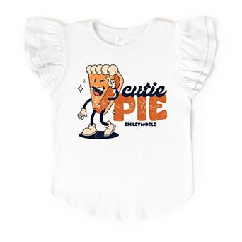 SmileyWorld Cutie Pie Pumpkin Pie - Flutter Sleeve Graphic T-Shirt