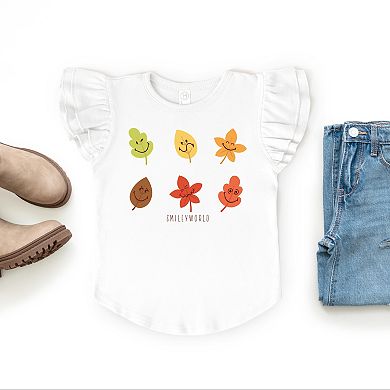 SmileyWorld Fall Leaves - Flutter Sleeve Graphic T-Shirt