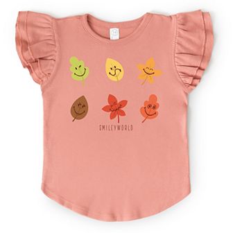 SmileyWorld Fall Leaves - Flutter Sleeve Graphic T-Shirt