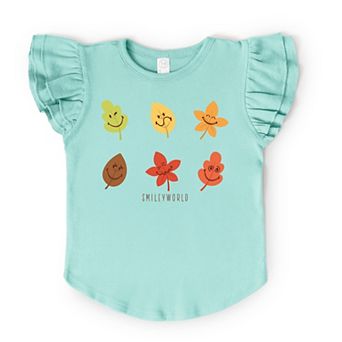 SmileyWorld Fall Leaves - Flutter Sleeve Graphic T-Shirt