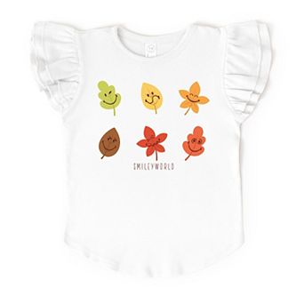 SmileyWorld Fall Leaves - Flutter Sleeve Graphic T-Shirt