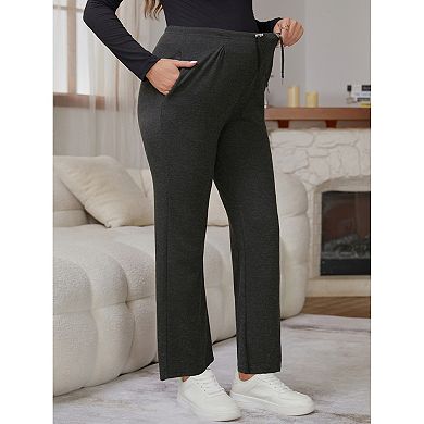 Women's Maternity Pants Wide Leg Pregnancy Sweatpants with Drawstring