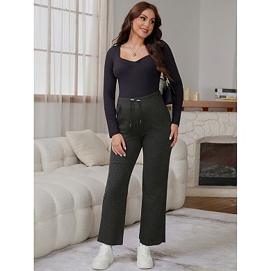 Women's Maternity Pants Wide Leg Pregnancy Sweatpants with Drawstring