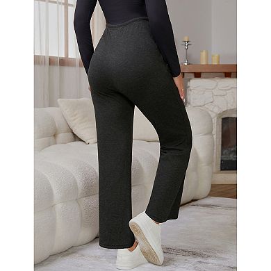 Women's Maternity Pants Wide Leg Pregnancy Sweatpants with Drawstring