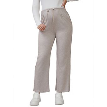 Women's Maternity Pants Wide Leg Pregnancy Sweatpants with Drawstring