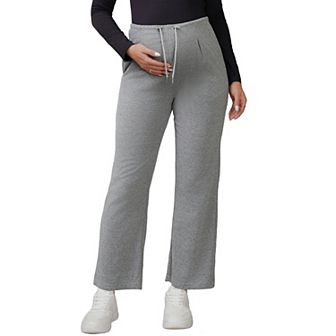 Women's Maternity Pants Wide Leg Pregnancy Sweatpants with Drawstring