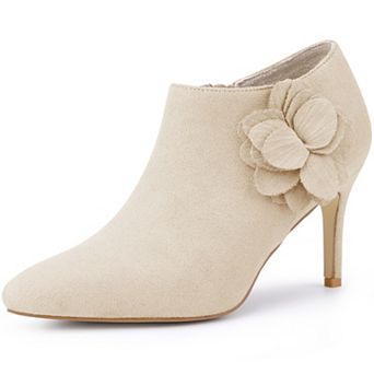 Flower Pointed Toe Stiletto Heels Ankle Booties for Women
